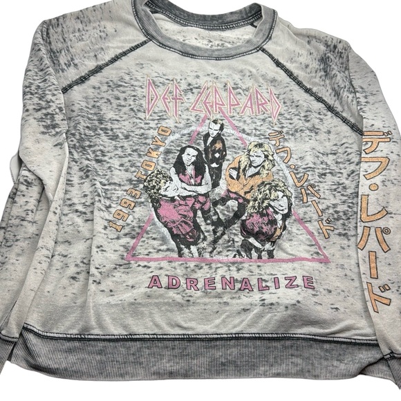 Def‎ Leppard Adrenalize Acid Wash Long Sleeve Sweatshirt - Size Large - Picture 1 of 3